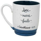 Wholesale - 18oz SPECKLE GREEN LOVE NEVER FAILS MUGS, UPC: 840104901120